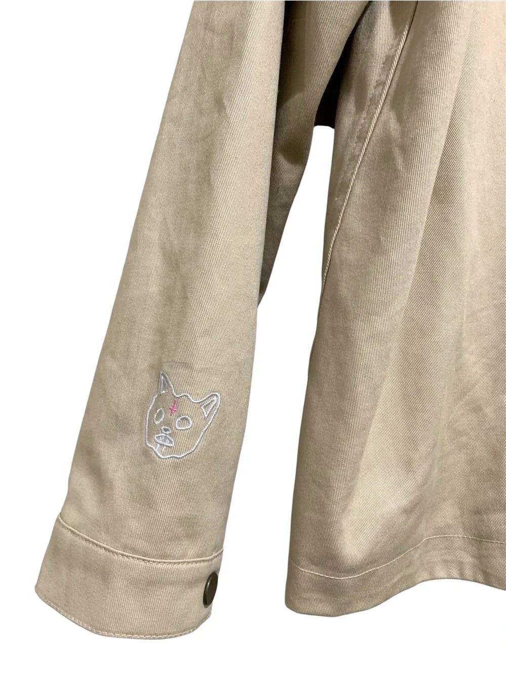 Golf Wang Kill Cat Tan Zip Jacket Cat Graphic Liner Size Large Streetwear Design